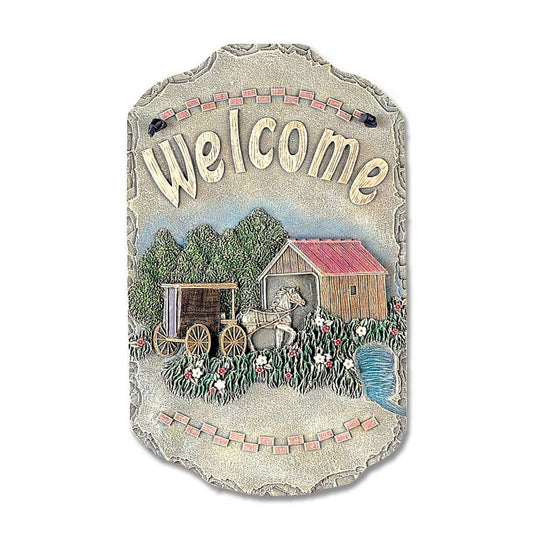 Horse Buggy and Bridge Indoor Outdoor Resin Welcome Wall Decor - Homeroots