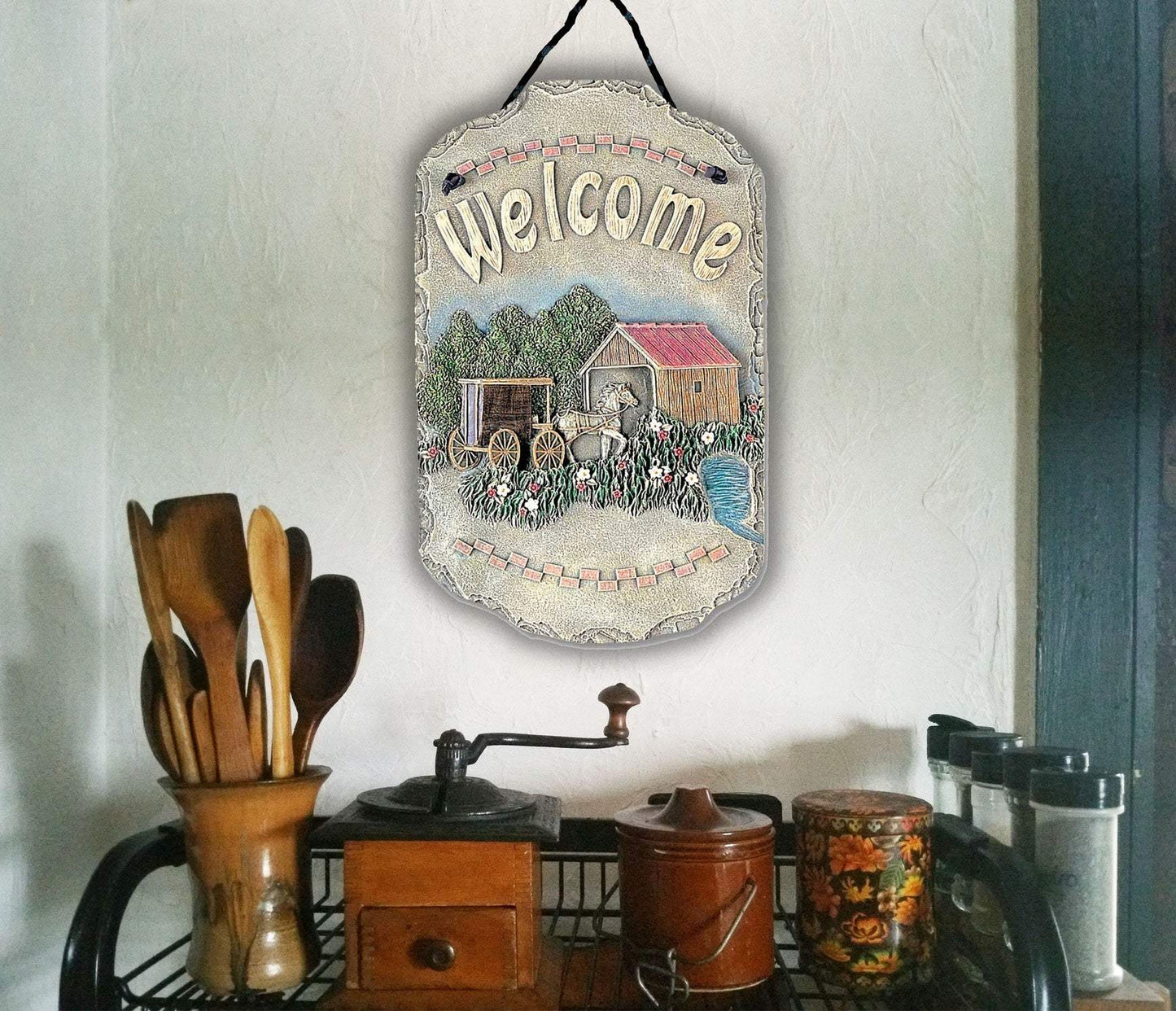 Horse Buggy and Bridge Indoor Outdoor Resin Welcome Wall Decor - Homeroots - Flyclothing LLC