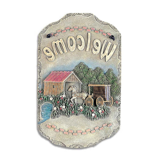 Horse Buggy and Bridge Indoor Outdoor Resin Welcome Wall Decor - Homeroots