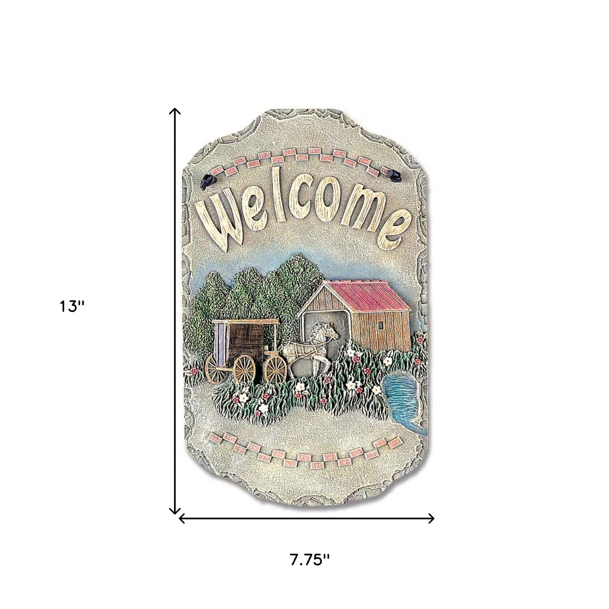 Horse Buggy and Bridge Indoor Outdoor Resin Welcome Wall Decor - Homeroots
