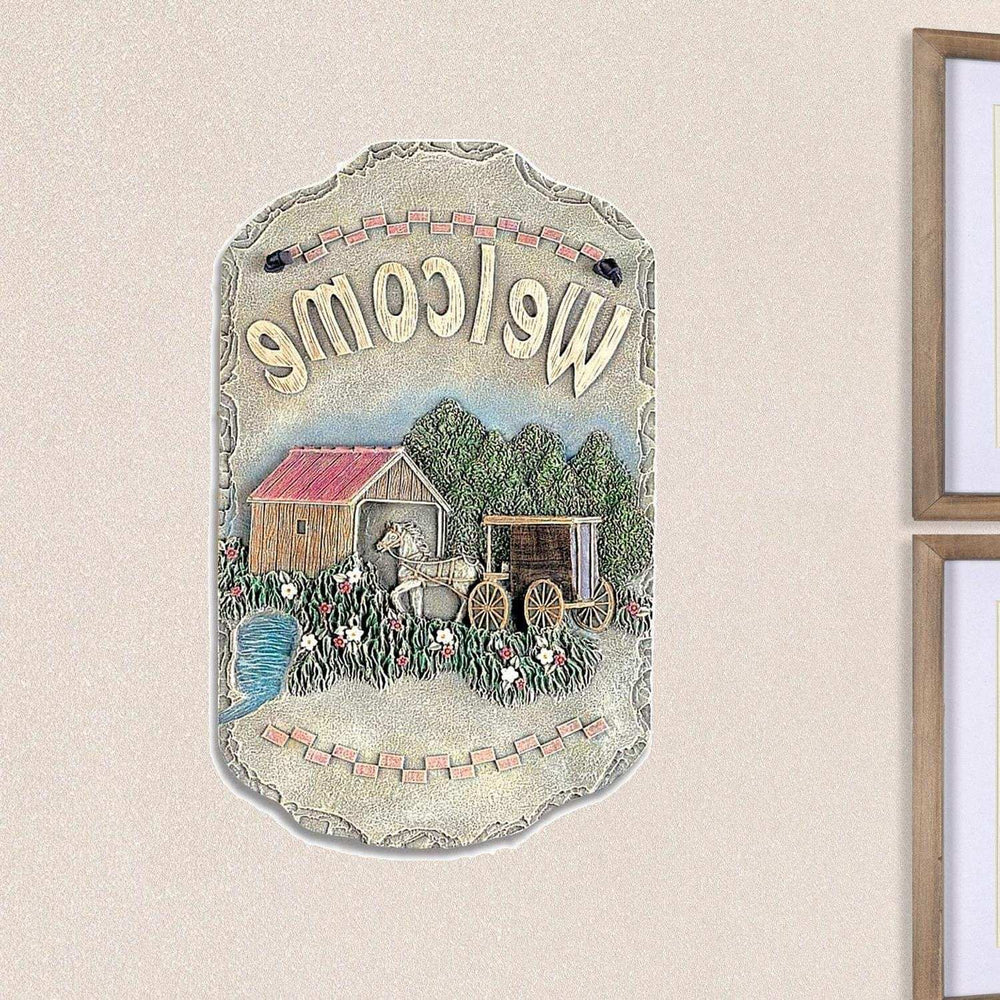 Horse Buggy and Bridge Indoor Outdoor Resin Welcome Wall Decor - Homeroots - Flyclothing LLC