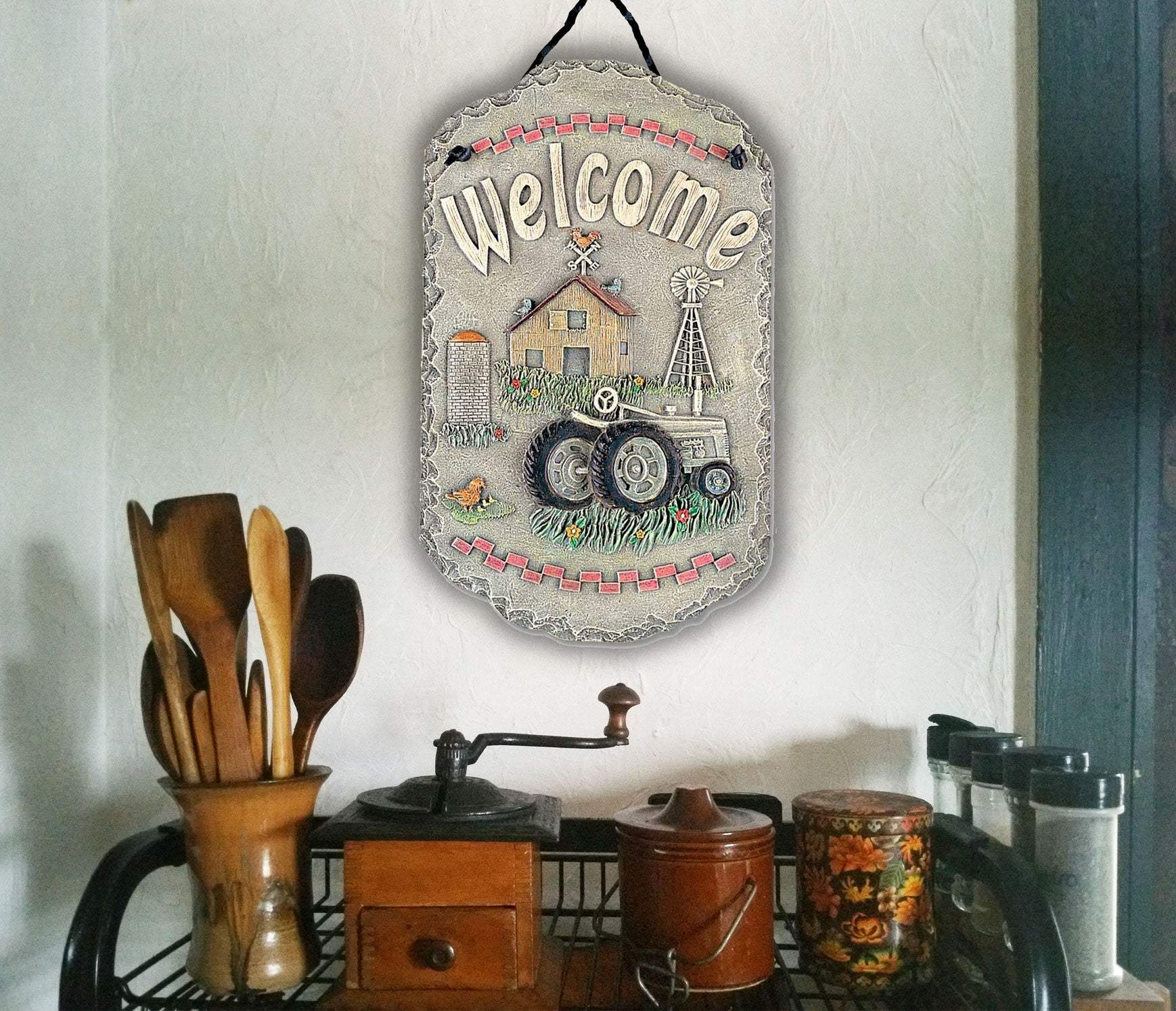Tractor and Farm Welcome Sign Indoor Outdoor Resin Wall Decor - Homeroots - Flyclothing LLC