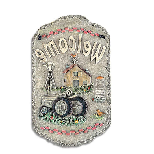 Tractor and Farm Welcome Sign Indoor Outdoor Resin Wall Decor