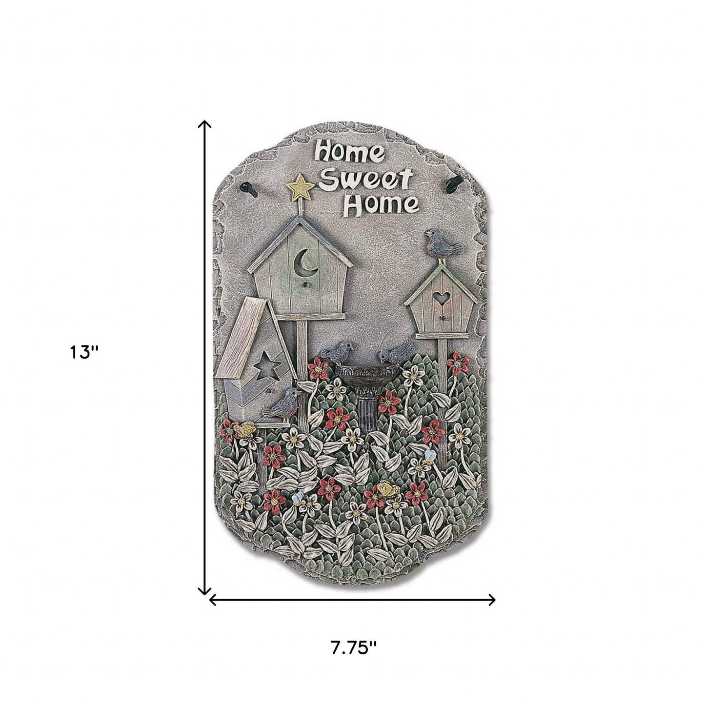 Home Sweet Home Birdbaths Indoor Outdoor Resin Welcome Wall Decor - Homeroots - Flyclothing LLC