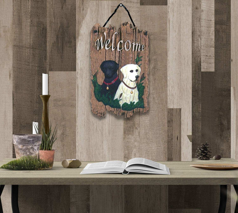 Black and Yellow Labs Indoor Outdoor Resin Welcome Wall Decor - Homeroots - Flyclothing LLC