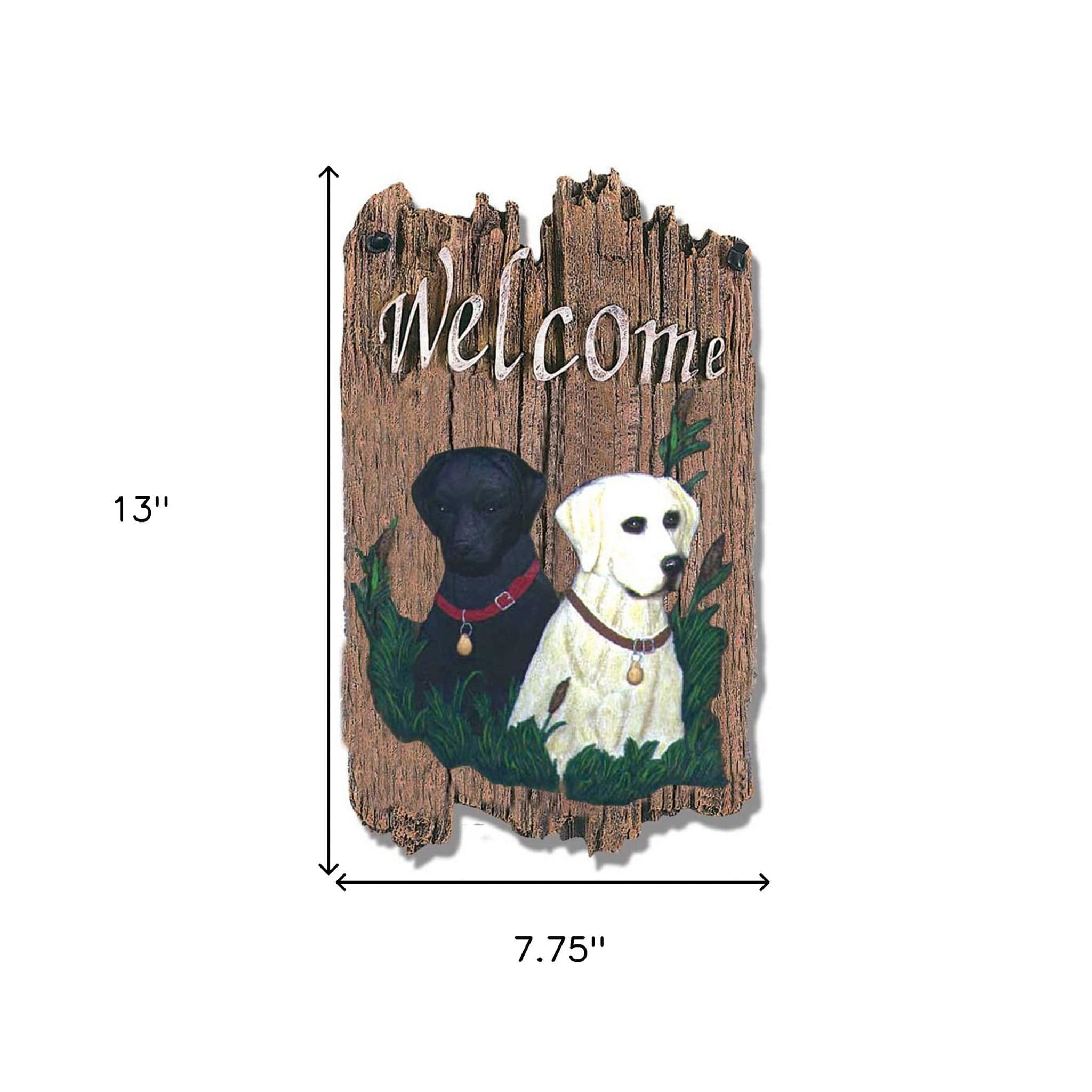 Black and Yellow Labs Indoor Outdoor Resin Welcome Wall Decor - Homeroots
