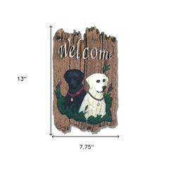 Black and Yellow Labs Indoor Outdoor Resin Welcome Wall Decor - Homeroots