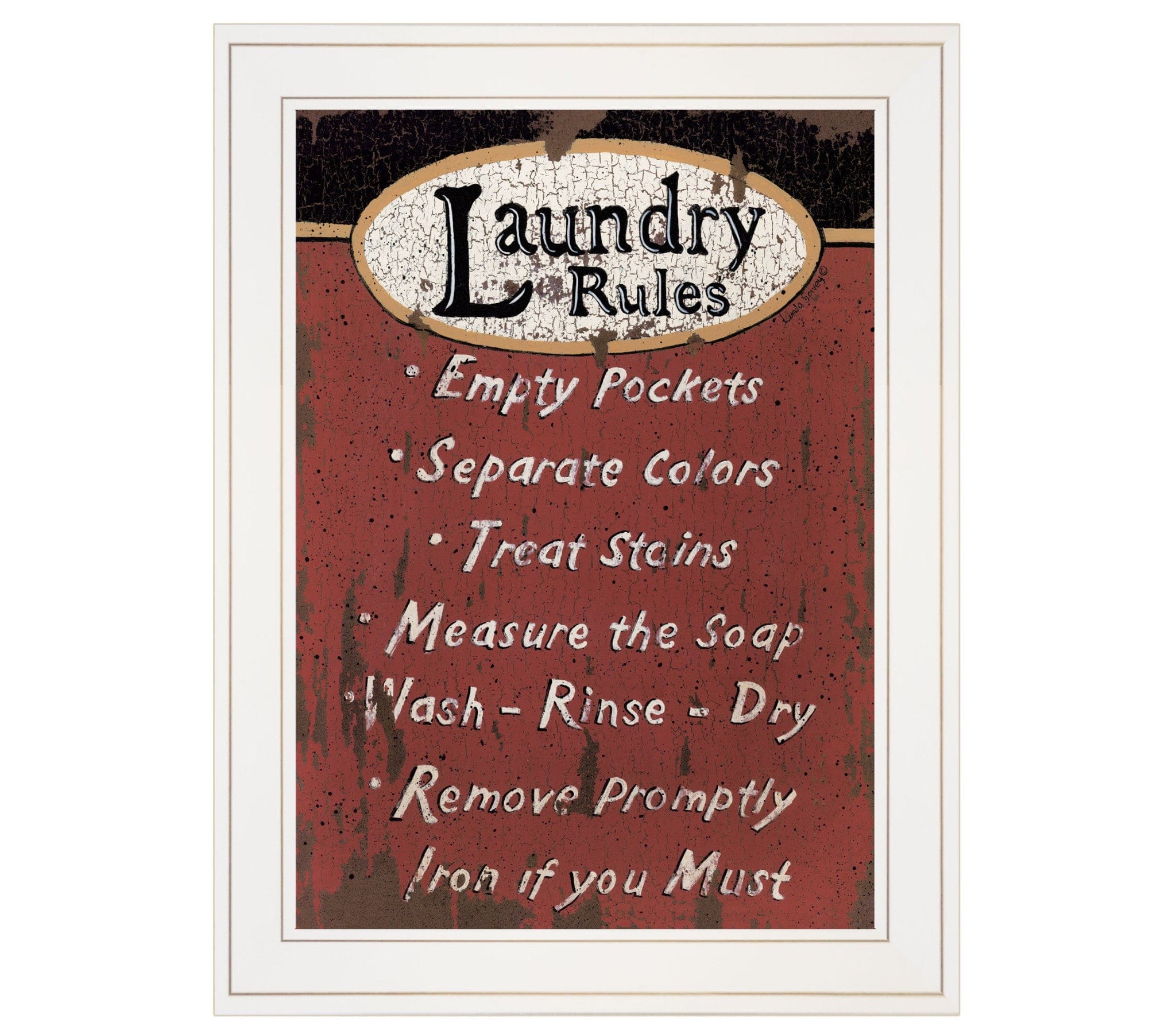 Laundry Rules 3 White Framed Print Laundry Wall Art - Homeroots