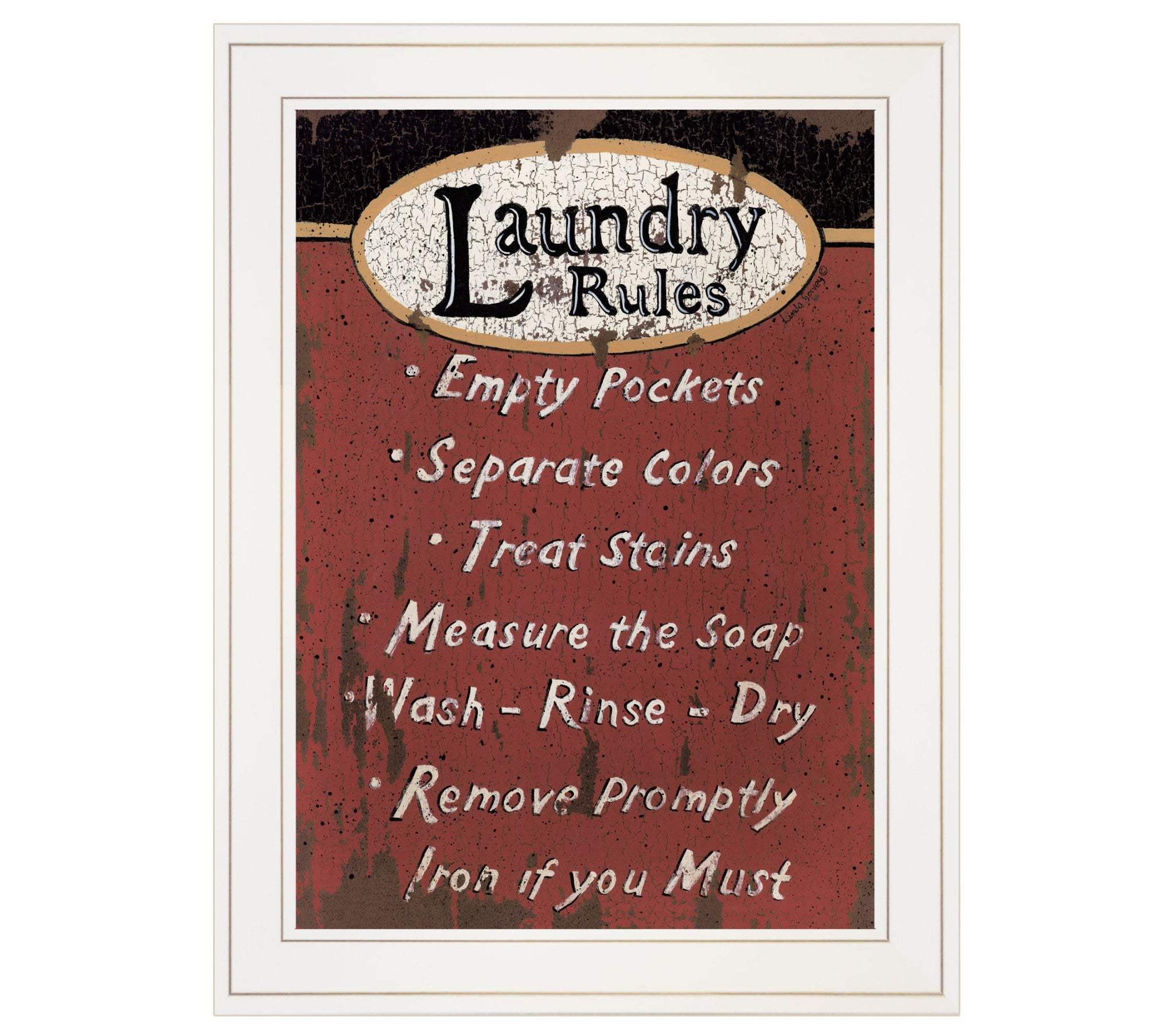 Laundry Rules 3 White Framed Print Laundry Wall Art - Homeroots - Flyclothing LLC