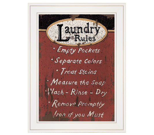 Laundry Rules 3 White Framed Print Laundry Wall Art - Homeroots