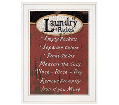 Laundry Rules 3 White Framed Print Laundry Wall Art - Homeroots