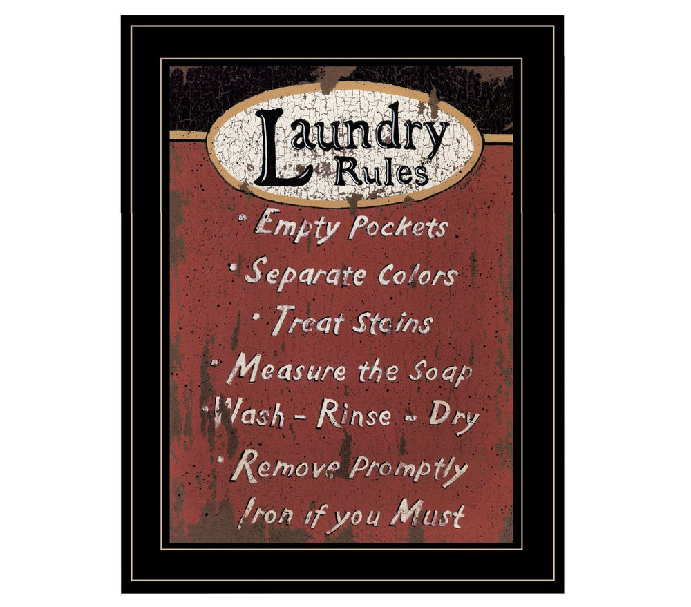 Laundry Rules 4 Black Framed Print Bathroom Wall Art - Homeroots - Flyclothing LLC