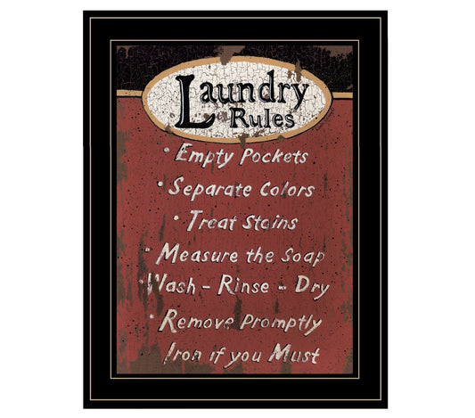 Laundry Rules 4 Black Framed Print Bathroom Wall Art - Homeroots