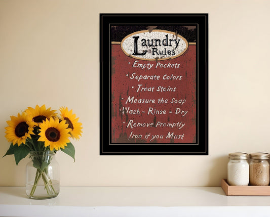 Laundry Rules 4 Black Framed Print Bathroom Wall Art - Homeroots