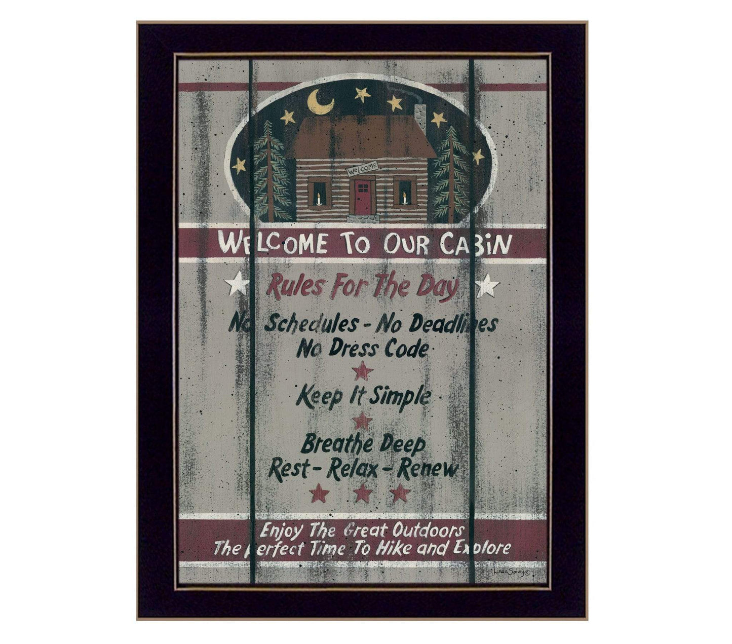 Cabin Rules 6 Black Framed Print Wall Art - Homeroots - Flyclothing LLC