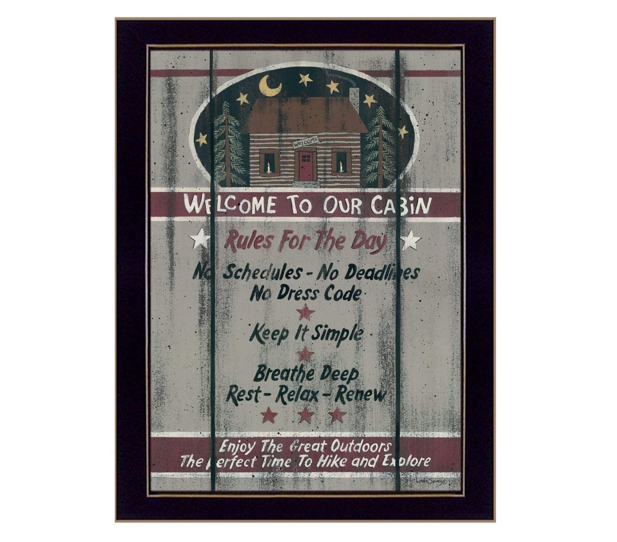 Cabin Rules 6 Black Framed Print Wall Art - Homeroots - Flyclothing LLC