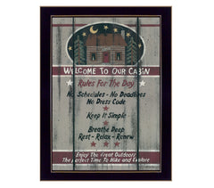 Cabin Rules 6 Black Framed Print Wall Art - Homeroots