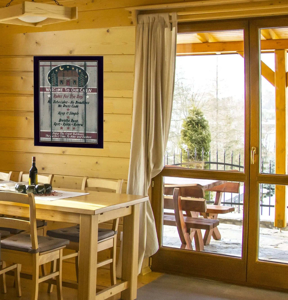 Cabin Rules 6 Black Framed Print Wall Art - Homeroots - Flyclothing LLC