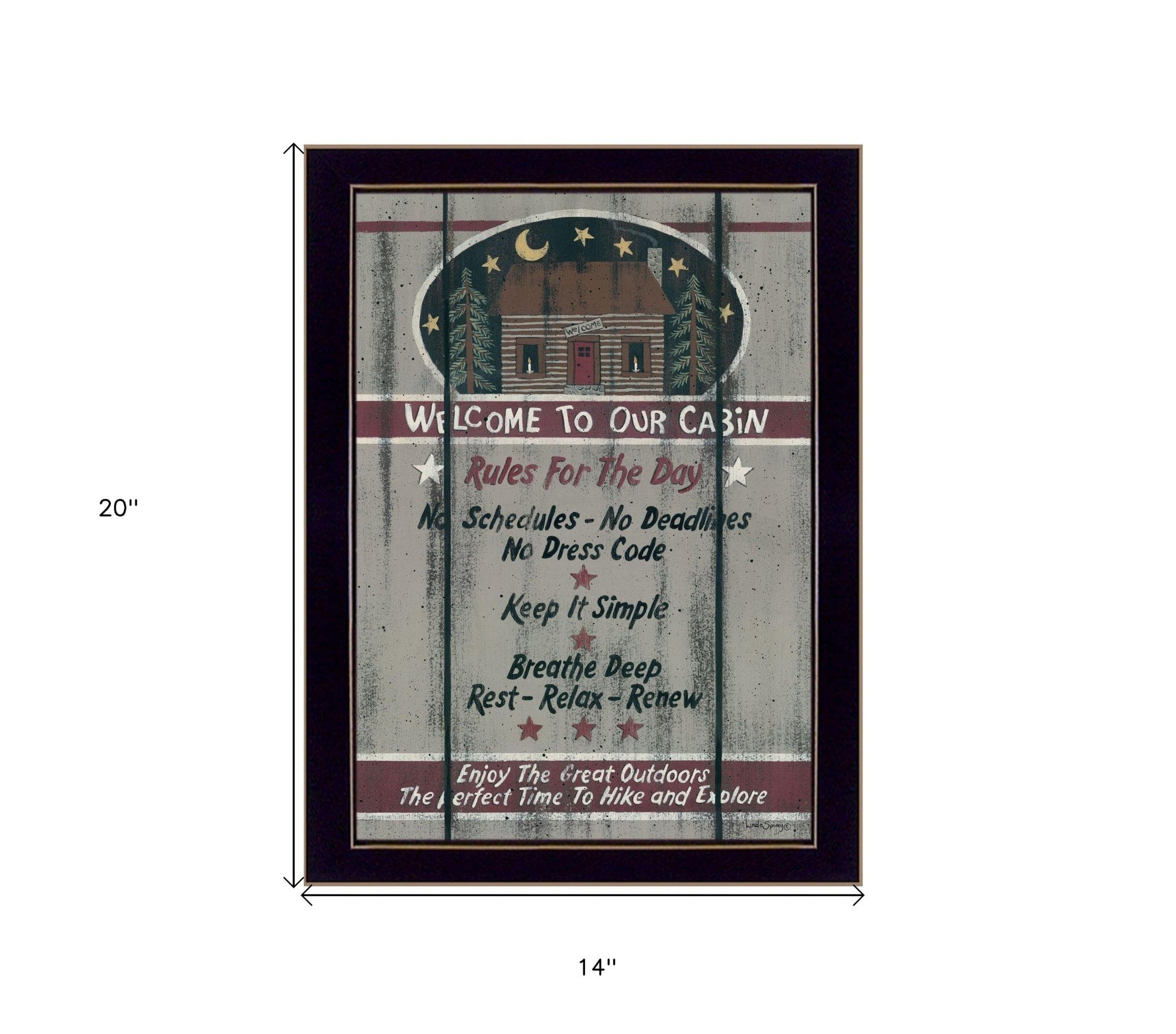 Cabin Rules 6 Black Framed Print Wall Art - Homeroots