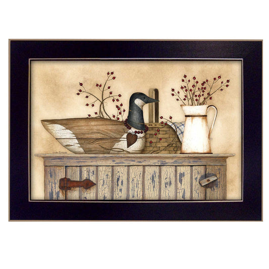 Duck and Berry Still Life Black Framed Print Wall Art - Homeroots