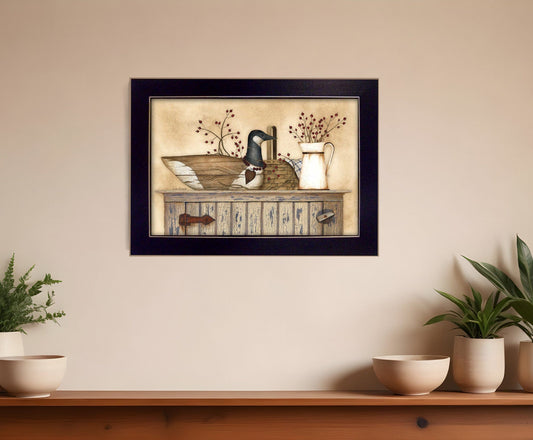 Duck and Berry Still Life Black Framed Print Wall Art - Homeroots