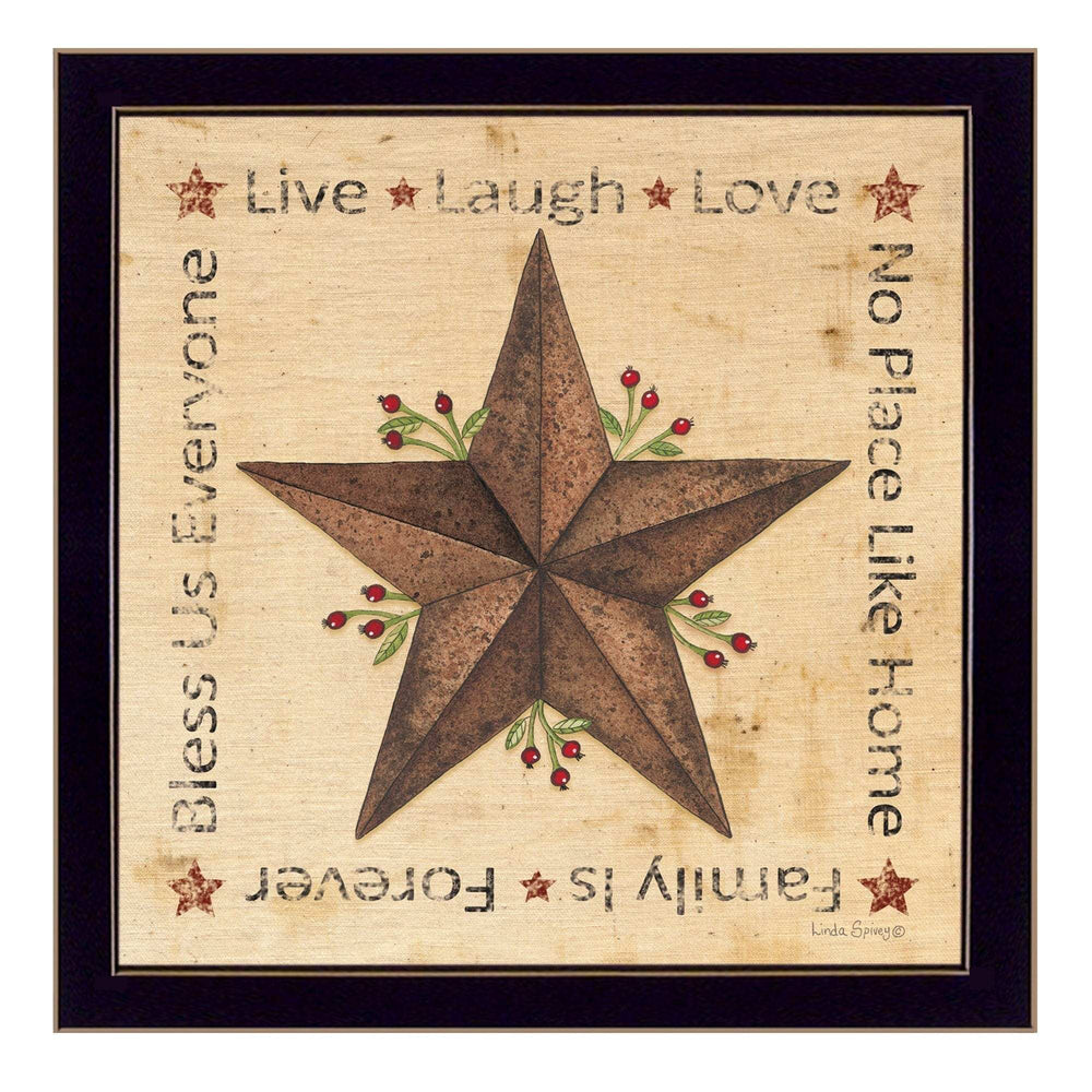 Live Laugh Love Barn Star Black Framed Print Wall Art - Homeroots - Flyclothing LLC