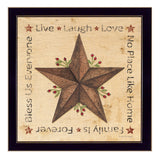 Live Laugh Love Barn Star Black Framed Print Wall Art - Homeroots