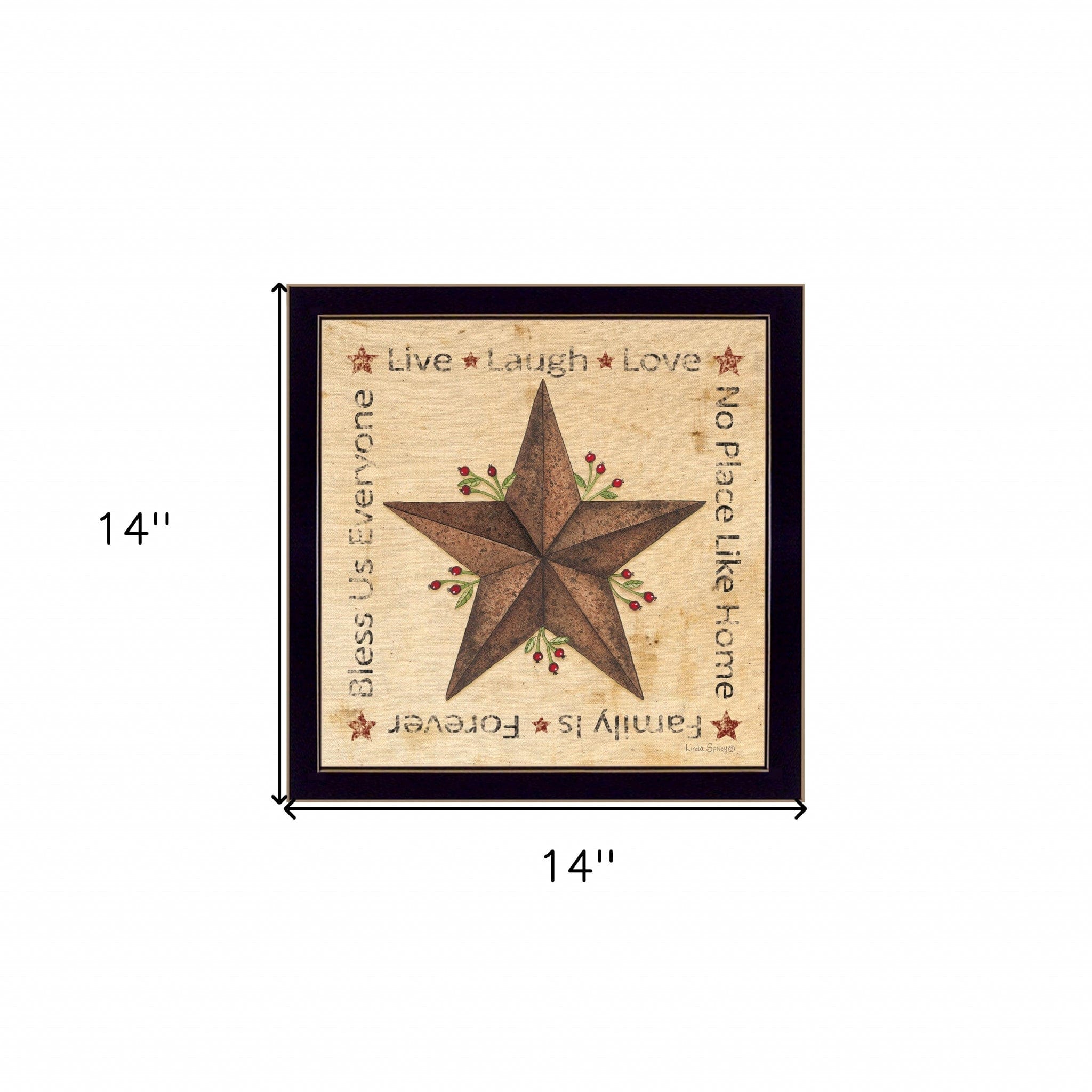 Live Laugh Love Barn Star Black Framed Print Wall Art - Homeroots