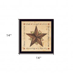 Live Laugh Love Barn Star Black Framed Print Wall Art - Homeroots