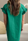 Collared Neck Flounce Sleeve Dress - Trendsi