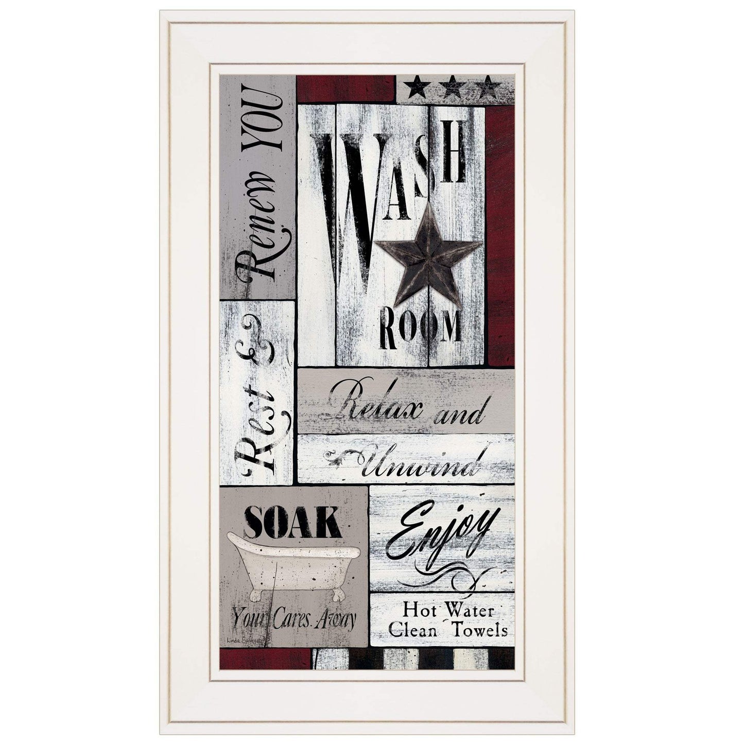 Soak Your Cares Away 1 White Framed Print Bathroom Wall Art - Homeroots - Flyclothing LLC