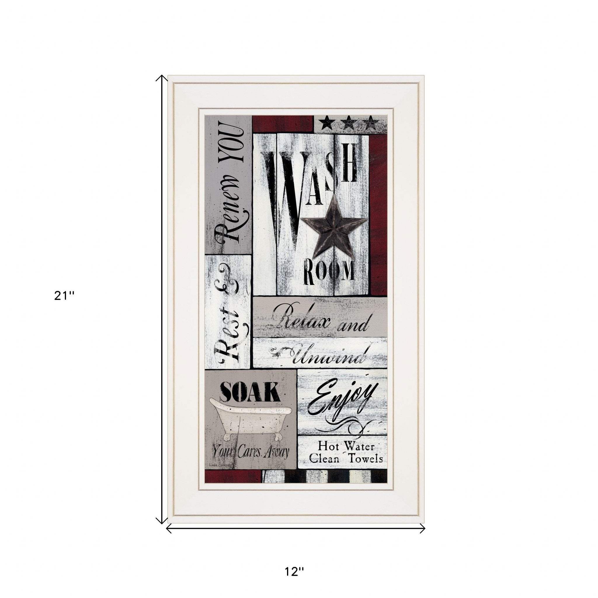 Soak Your Cares Away 1 White Framed Print Bathroom Wall Art - Homeroots - Flyclothing LLC