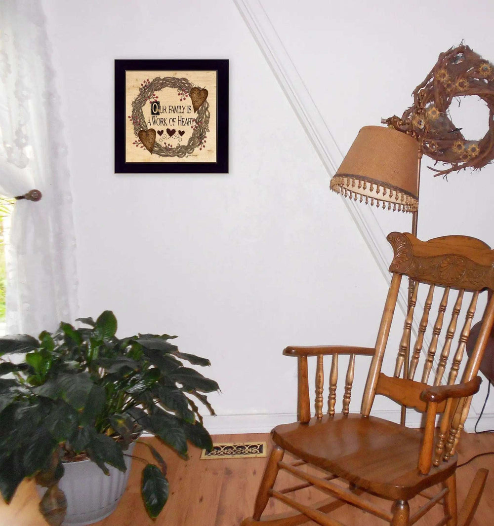 Our Family is a work of the Heart Linda Spivey Ready to Hang Framed Print Black Frame Black Framed Print Wall Art - Homeroots - Flyclothing LLC