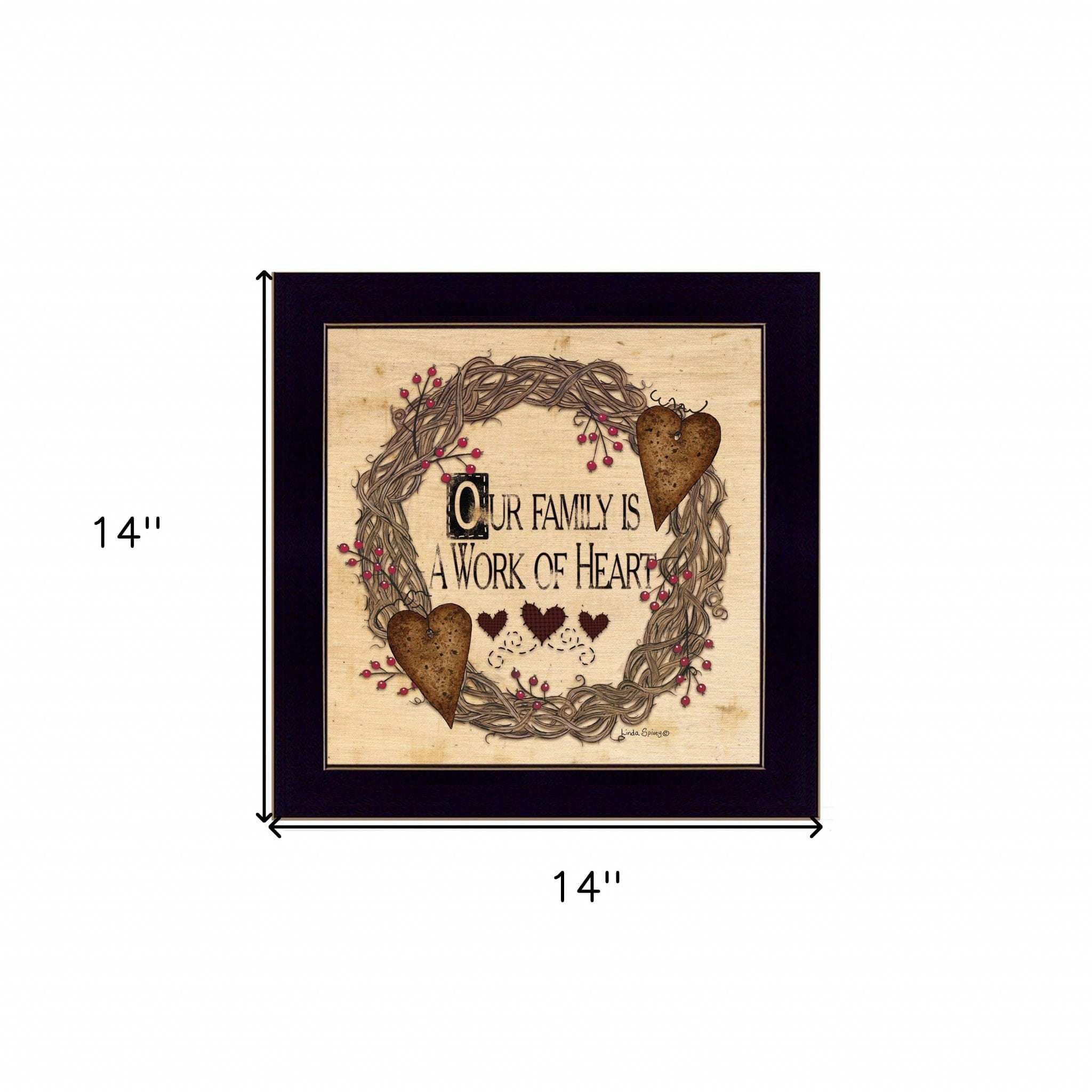 Our Family is a work of the Heart Linda Spivey Ready to Hang Framed Print Black Frame Black Framed Print Wall Art - Homeroots