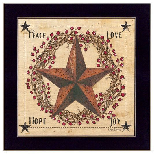 Peace Love Hope Joy Black Framed Print Wall Art - Homeroots