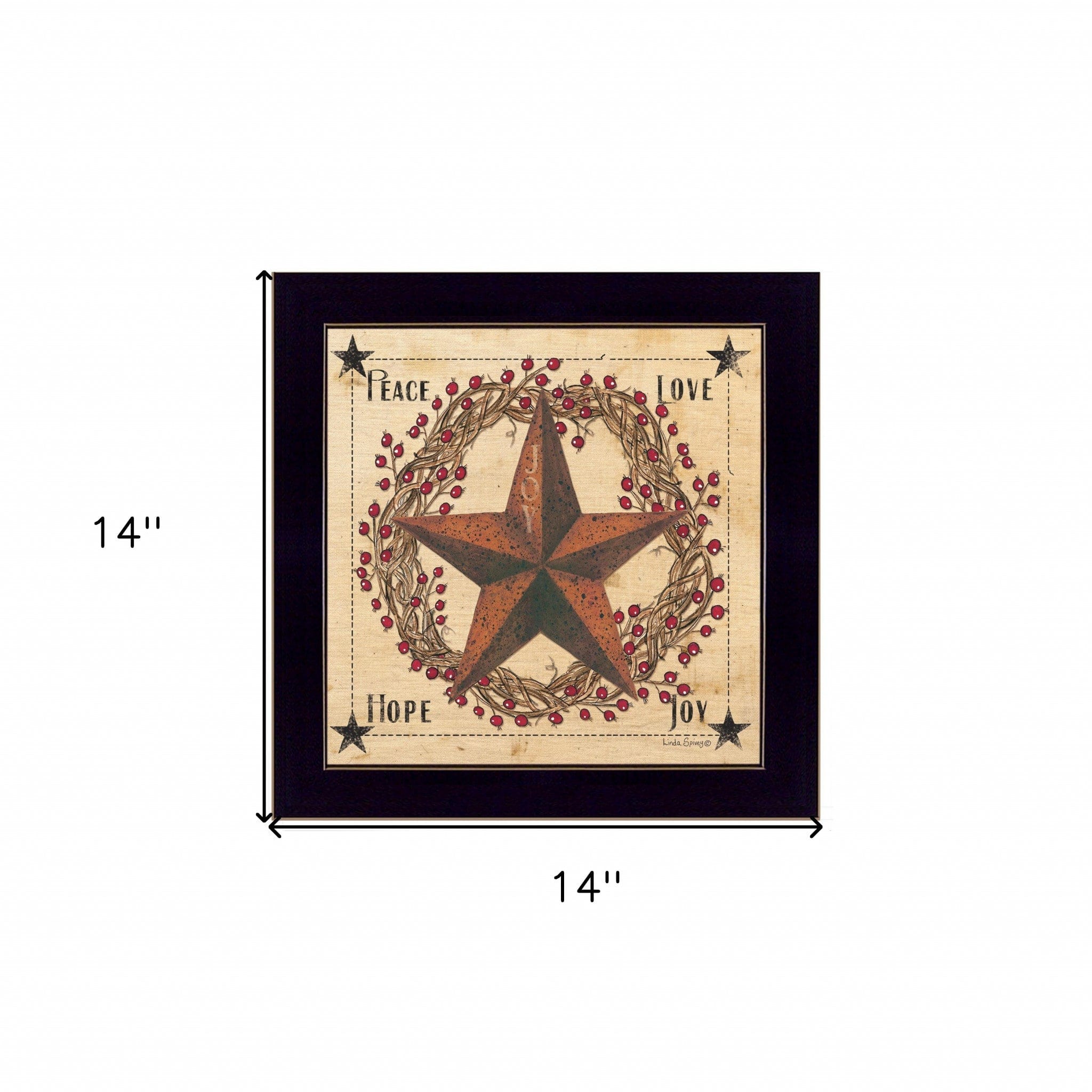 Peace Love Hope Joy Black Framed Print Wall Art - Homeroots