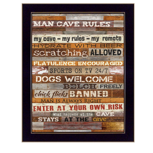 Man Cave Rules 2 Black Framed Print Wall Art - Homeroots