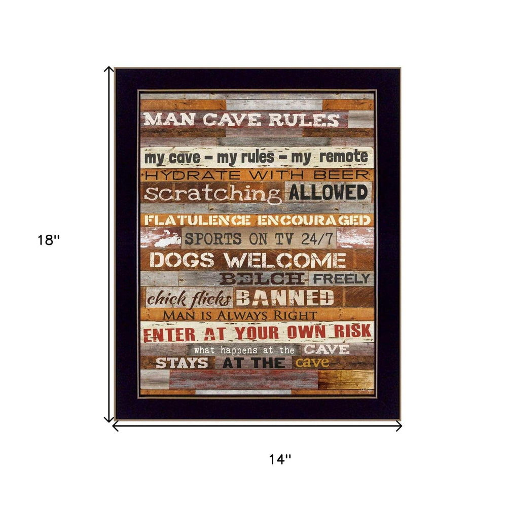 Man Cave Rules 2 Black Framed Print Wall Art - Homeroots - Flyclothing LLC