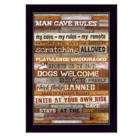 Man Cave Rules 1 Black Framed Print Wall Art - Homeroots