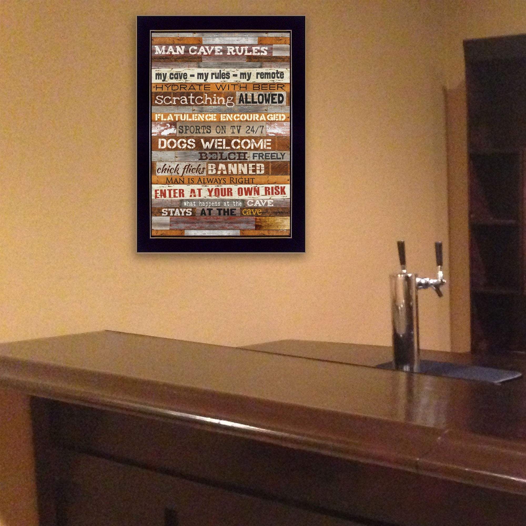 Man Cave Rules 1 Black Framed Print Wall Art - Homeroots - Flyclothing LLC