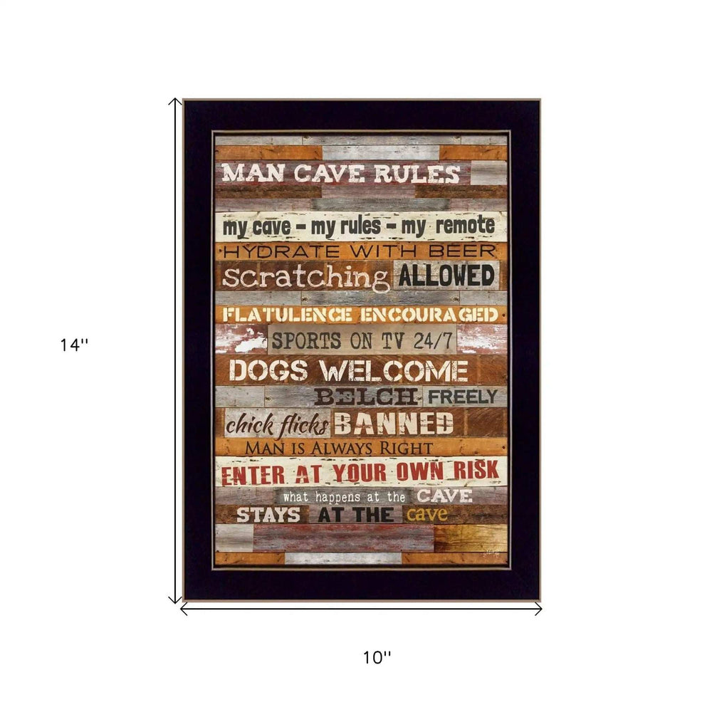 Man Cave Rules 1 Black Framed Print Wall Art - Homeroots - Flyclothing LLC