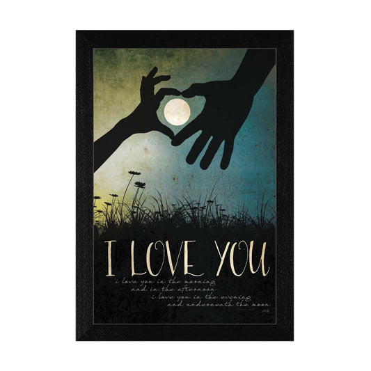 I Love You Underneath the Moon Black Framed Print Wall Art - Homeroots