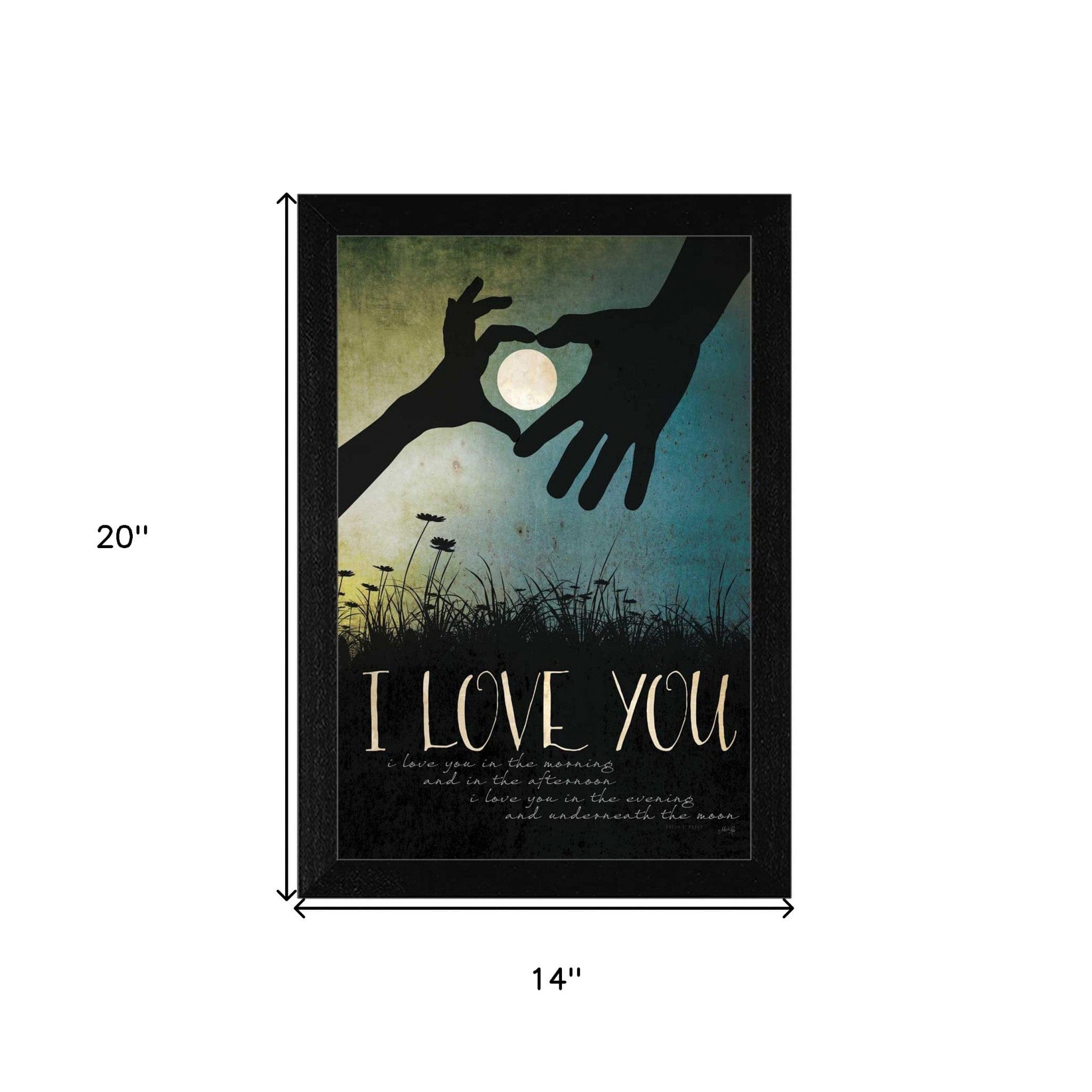 I Love You Underneath the Moon Black Framed Print Wall Art - Homeroots