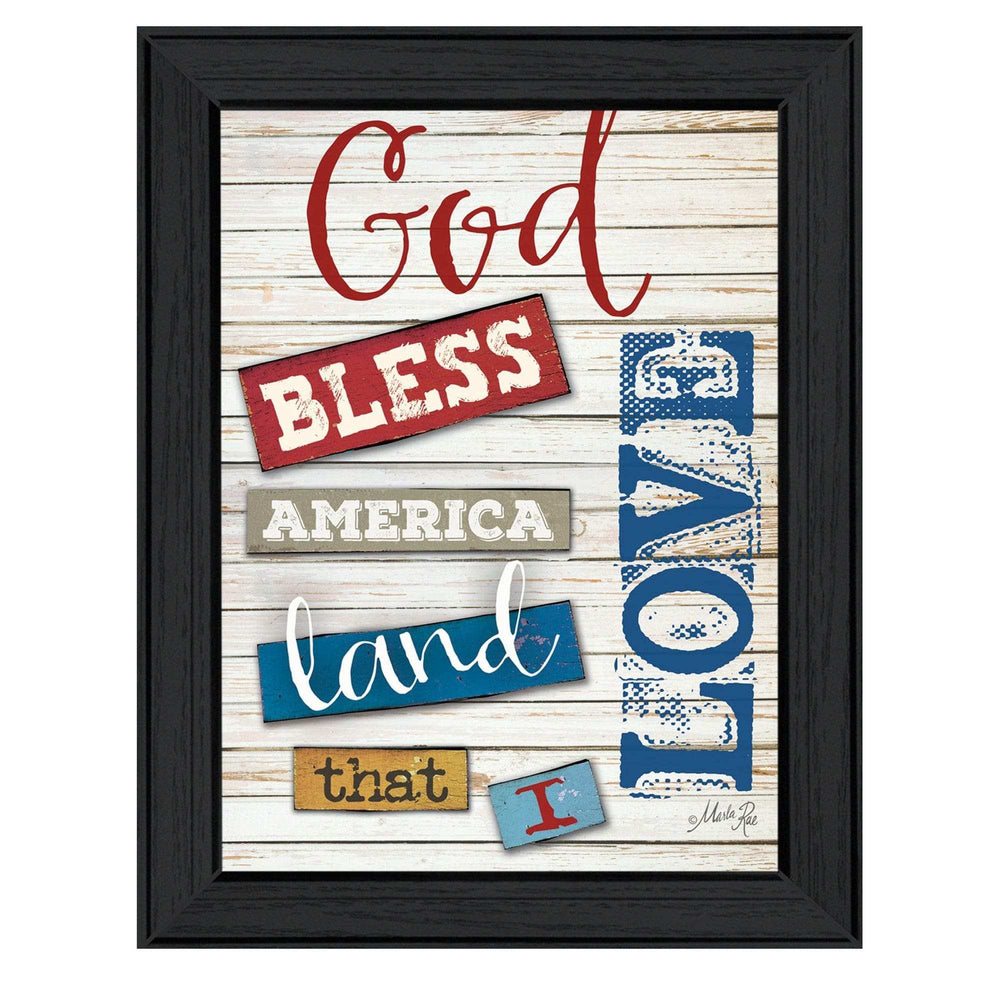 God Bless America 4 Black Framed Print Wall Art - Homeroots - Flyclothing LLC