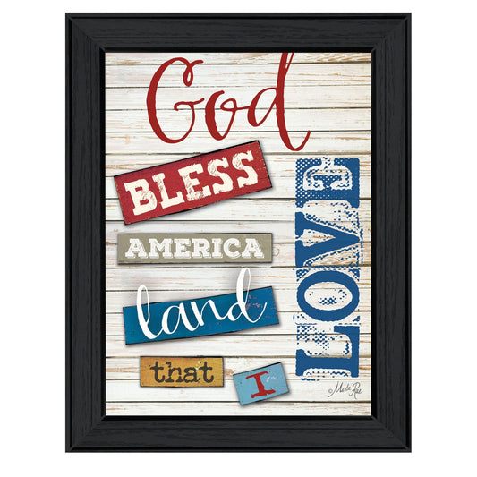 God Bless America 4 Black Framed Print Wall Art - Homeroots