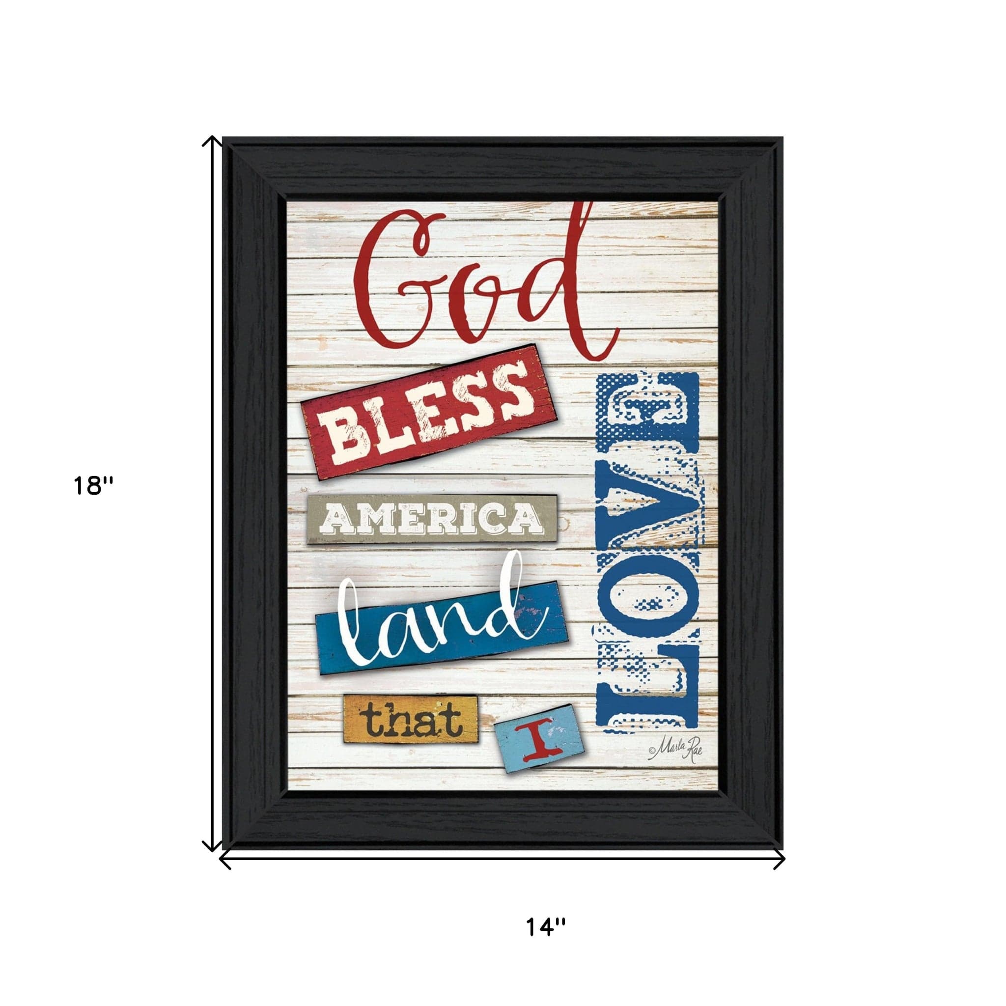 God Bless America 4 Black Framed Print Wall Art - Homeroots