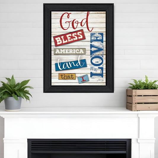God Bless America 4 Black Framed Print Wall Art - Homeroots