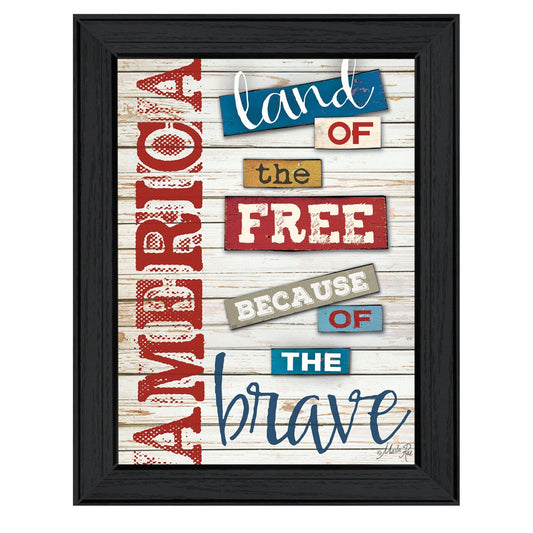 America Land of the Free Black Framed Print Wall Art - Homeroots