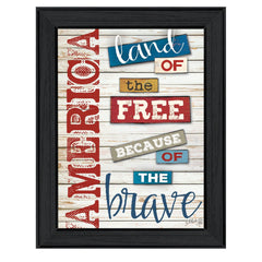 America Land of the Free Black Framed Print Wall Art - Homeroots