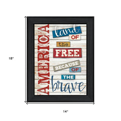 America Land of the Free Black Framed Print Wall Art - Homeroots